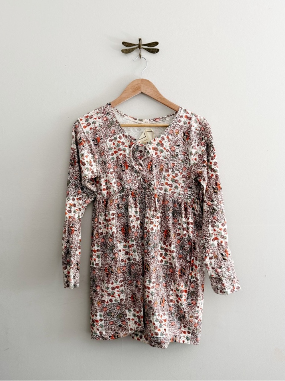 Vintage 90s Patchwork Floral Babydoll Dress Small